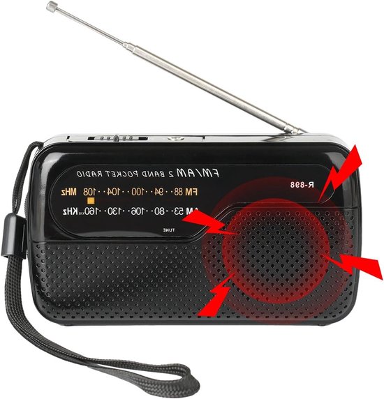 Tragbares Radio – Batteriebetriebenes Radio – Ideal Für Reisen Und Outdoor-aktivitäten – Bedienung Per Zeiger – Taschenformat – Schwarz
