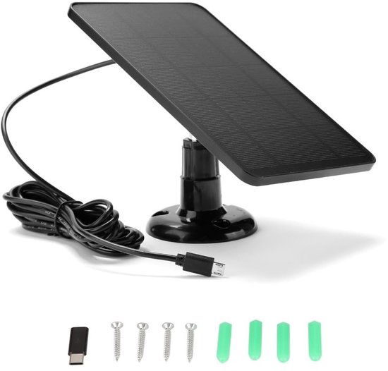 Allecto – Solarpanel Für Überwachungskameras – 5 V 4 W – Ip65 Wasserdicht – Schwarz – Kabelloses Laden – Geeignet Für Außenkameras