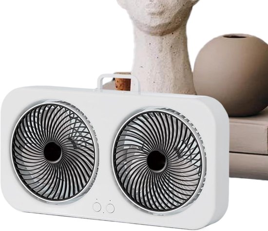 Tischventilator，schreibtischventilator，usb-ventilator，3 Geschwindigkeitsstufen，zwei Ventilatorköpfe，für Büro Und Zuhause，schwarz