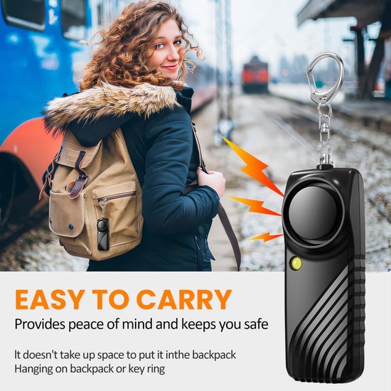 Persönlicher Alarm Für Frauen，schlüsselanhänger Mit Selbstverteidigungs- Und Sicherheitsalarm，130 Db Sirene，led-blitzlicht，senioren (schwarz)