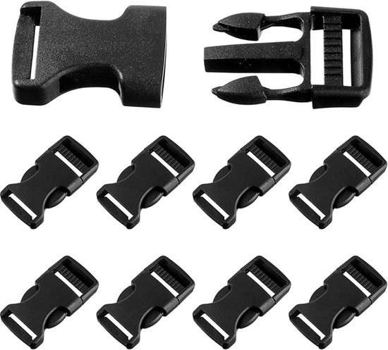 Set Mit 8 Schwarzen Schnallen Und Verschlüssen，4,8 × 2 × 2,2 Cm，kunststoffschnallen，schnellverschlüsse，verstellbare Rucksackschnallen