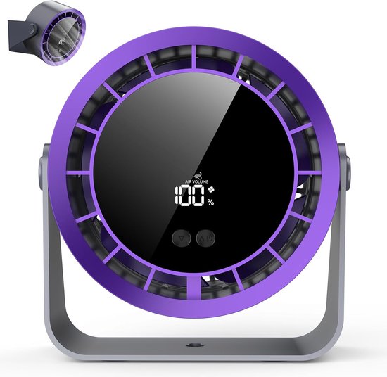 Tischventilator，leiser Tischventilator，mini-usb-ventilator，3600-mah-akku，360° Drehbar，led-anzeige，geeignet Für Schlafzimmer，schwarz