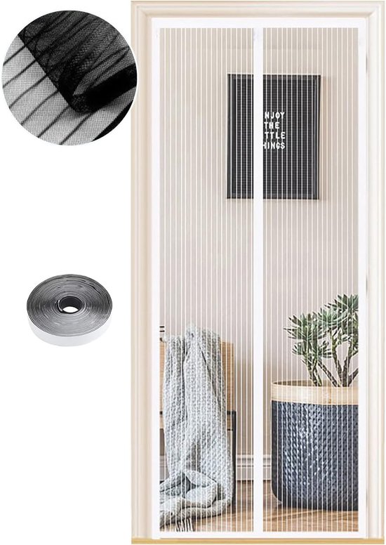 Fliegengitter – Magnetisches Moskitonetz Für Türen 120 X 210 Cm – Starke Magnete, Automatischer Schließmechanismus, Schwarz