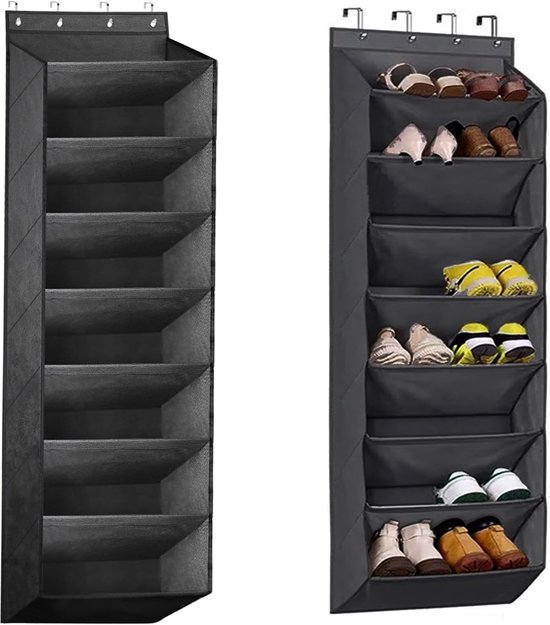 Hängender Schuhständer – 8 Fächer – Schwarz
