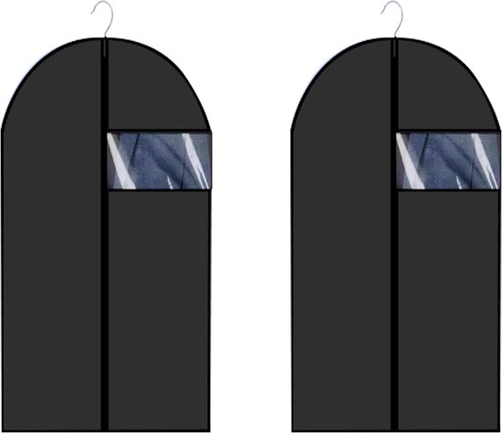 Set Aus 2 Schwarzen Kleidersäcken Zum Aufhängen, 60×100 Cm, Mit Transparentem Fenster – Staub- Und Wasserabweisend Für Anzüge, Hemden Und Mäntel