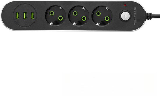 Steckdosenleiste – 3 Steckdosen – Usb-ladeanschluss – 5 Meter – Schwarz