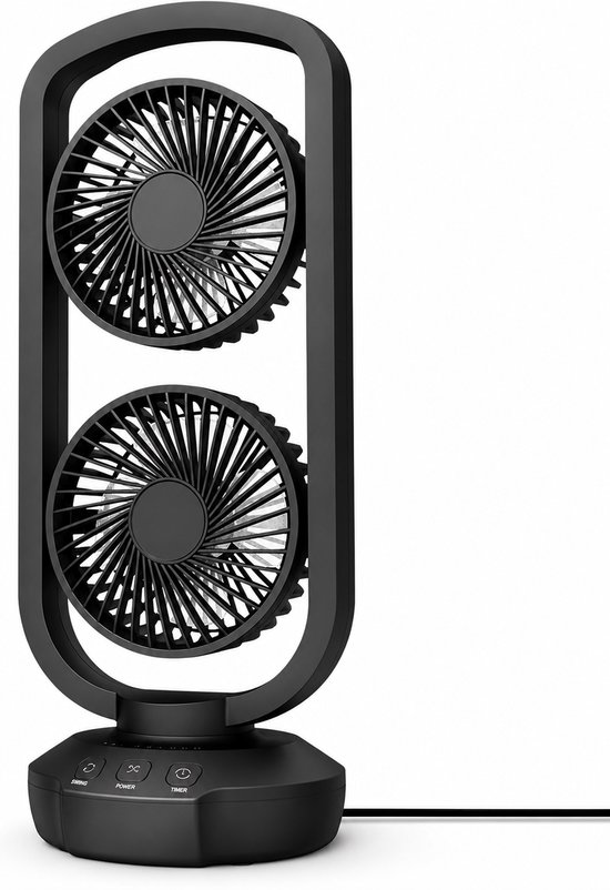 Tischventilator 40 Cm – 105°-oszillation – 3 Modi – Timer – Usb-c-anschluss – Tragbar – Schwarz