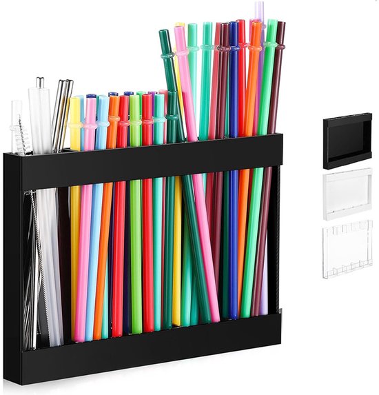 Aufbewahrungssystem Für Acryl-trinkhalme Mit Doppelseitigem Klebeband，strohhalm-organizer，strohhalmhalter Für Den Schrank (schwarz)