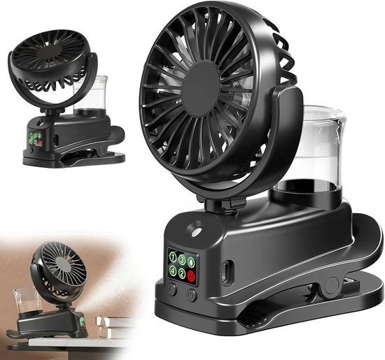 Mini-usb-clip-ventilator，wiederaufladbarer Mini-luftbefeuchter Mit Nebelfunktion，4 Windgeschwindigkeiten，schreibtisch Und Büro (weiß)