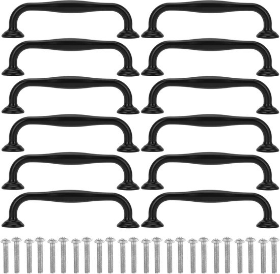 12 Moderne Schrankgriffe，schlichte Schubladengriffe，möbeltürgriffe Für Küche Und Schlafzimmer，lochabstand 96 Mm，schwarz