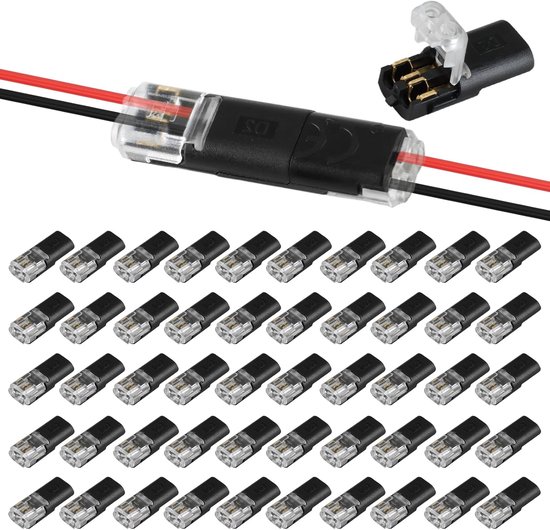 Wasserdichte Kabelverbinder – 2-polige Steckverbinder – Kfz-beleuchtungsinstallation – Kein Abisolieren Erforderlich – 18–22 Awg Kabel – Schwarz