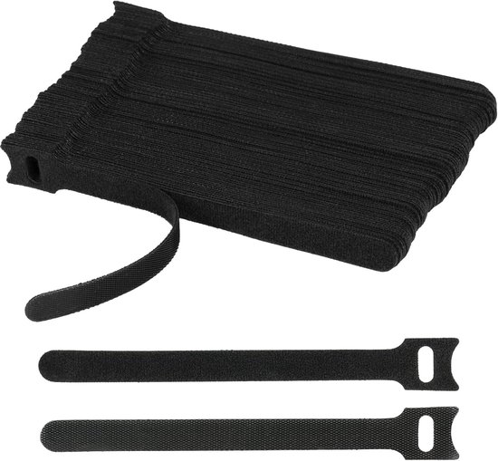 Set Mit 100 Wiederverwendbaren Kabelbindern Mit Klettverschluss，schwarz，selbstklebend Und Extra Stark Für Optimales Kabelmanagement