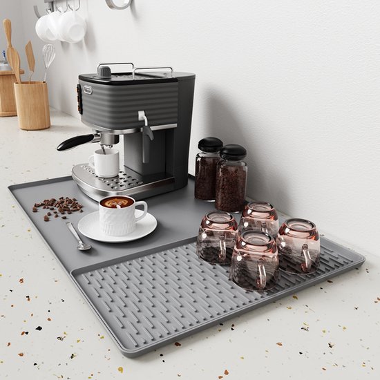 Abtropfmatte，2-in-1，silikon，kaffeemaschinenmatte，geeignet Für Bartische，geeignet Für Kaffeemaschinen，60 X 40 Cm，schwarz
