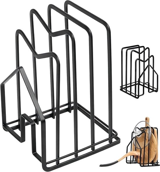 Schneidebretthalter – Vielseitiger Küchenorganizer – Schwarz – Metall