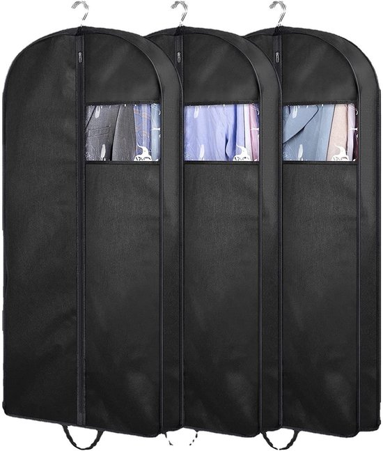 Kleiderschutzhülle – Kleiderschranktasche – Kleideraufbewahrung – Atmungsaktives Material – 3er-set – Schwarz