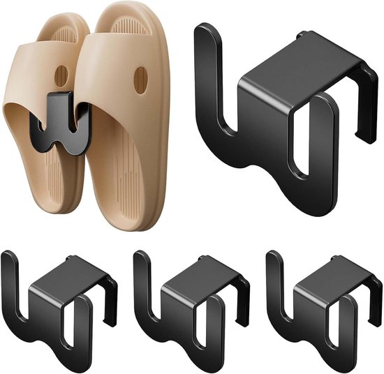 Schuhregal – Schuhablage Für Hausschuhe – Schuhe Ordentlich Aufbewahren – Selbstklebend – 4-teilig – Schwarz