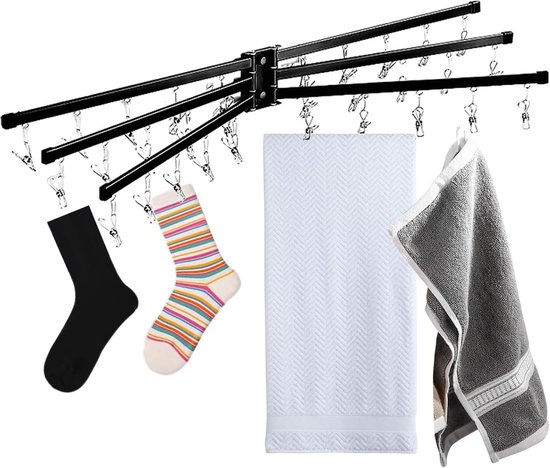 Socken- Und Wäscheständer – Edelstahl – Effizientes Trocknen – Windfest – 43,9 Cm Hoch – Schwarz