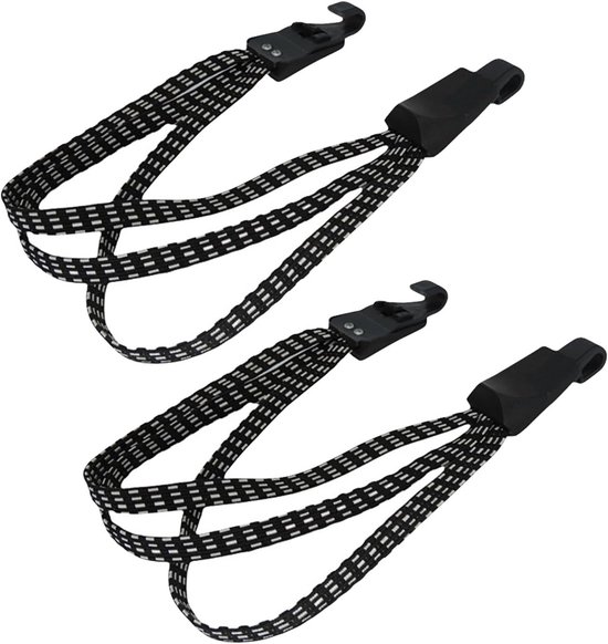 Fahrrad-spannset – Gepäckgummi – Gepäcktransport – Mit Nylonhaken – 60 X 60 Cm – Schwarz