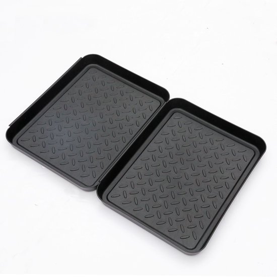 Schuhaufbewahrungstablett，2-teiliges Set，35 X 27,5 X 3 Cm，aufbewahrungstablett Aus Kunststoff，schwarz，kann Auch Als Hundefuttertablett