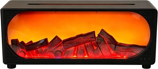 Multifunktionaler Luftbefeuchter Mit Kaminfunktion，aromadiffusor Mit Realistischem 5d-flammeneffekt，450 Ml Mit Fernbedienung，schwarz