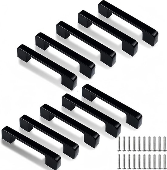 Set Mit 10 Schrank- Und Küchenschrankgriffen Inklusive Schrauben, Schwarze Schubladengriffe, 96 Mm (lochabstand 96 Mm)