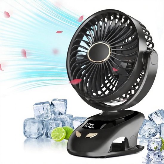 Ventilator – Kleiner, Tragbarer Tischventilator Mit Clip – Usb-clip-ventilator – Standventilator – Schwarz