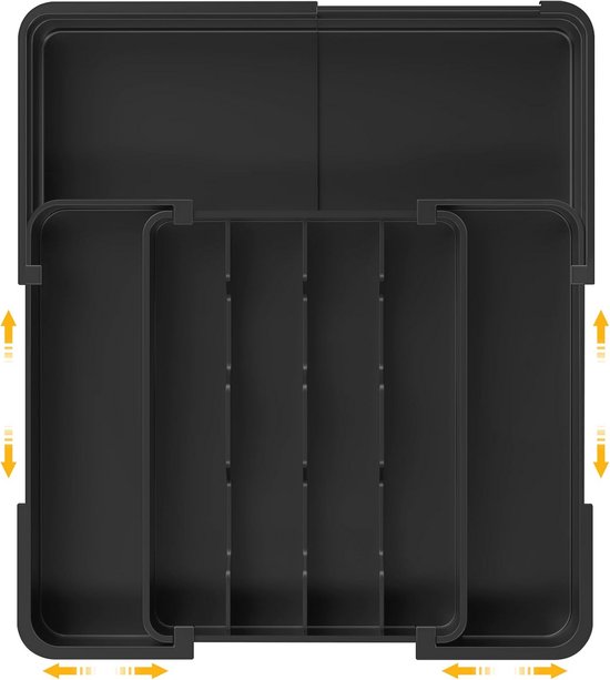Besteckschubladen-organizer Mit 7 Fächern, 24 X 32,2 Cm, Für Geschirr Und Ordnung – Schwarz