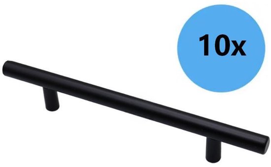 10 Möbelgriffe，schwarz，hohlgebürstete Schrankgriffe，türgriffe Aus Edelstahl，bohrlochabstand 128 Mm，geeignet Für Schränke，20 X 1,2 X 3,2 Cm，silber
