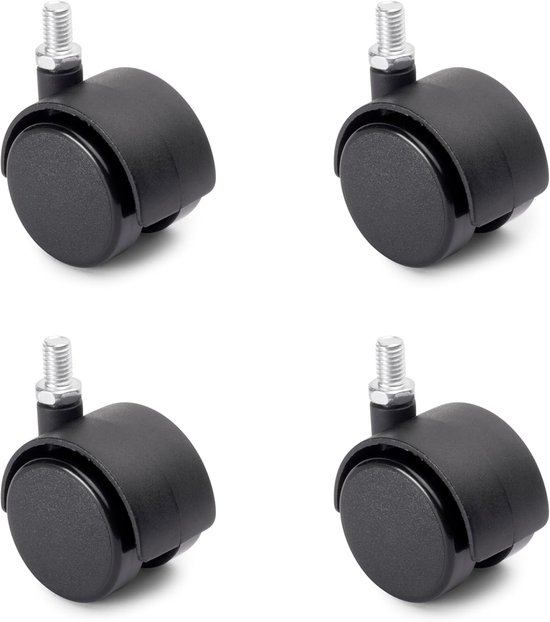 Räder – Ohne Bremsen – 4 Stück – Tragfähigkeit 25 Kg – Raddurchmesser 40 Mm – Stahl – Schwarz