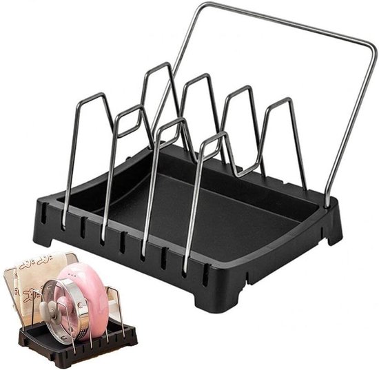 Küchenorganizer – Topfregal – Küchenorganisation – Optimale Schranknutzung – 17 Cm Hoch – Schwarz