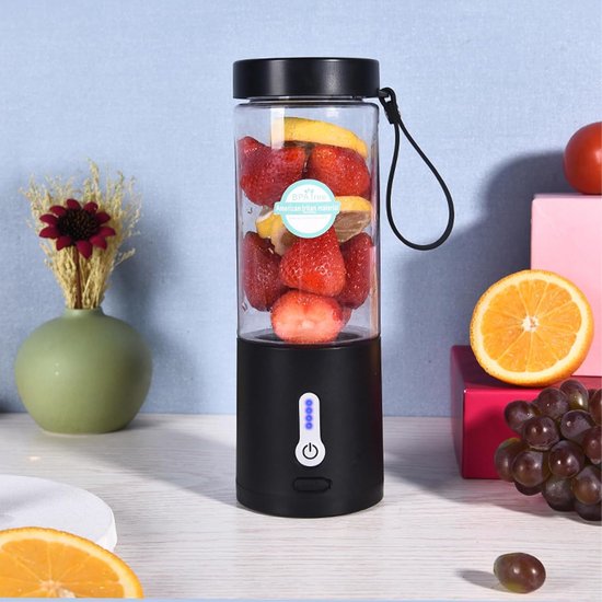 Wiederaufladbarer, Tragbarer Mini-mixer Mit Usb-anschluss – Mini-fruchtmixer – 530 Ml – Schwarz