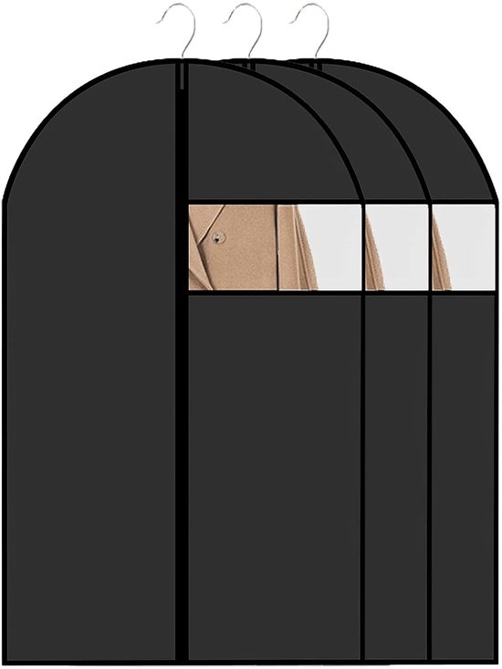Allecto - Kleidersack - Kleiderorganizer - Atmungsaktives Material - 60 X 120 Cm - Schwarz - Wiederverwendbar - Geeignet Für Kleider Und Mäntel
