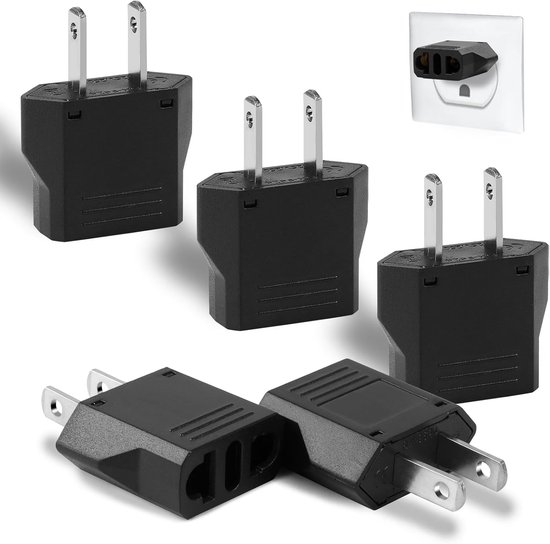 Stück Euro-zu-amerika-steckeradapter，europäischer Steckeradapter Für Us-stromwandler (schwarz)