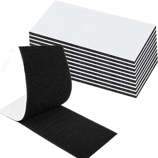 Selbstklebende Klettverschlüsse (10 Stück)，extra Starkes Schwarzes Selbstklebendes Klettband，5 10 Cm