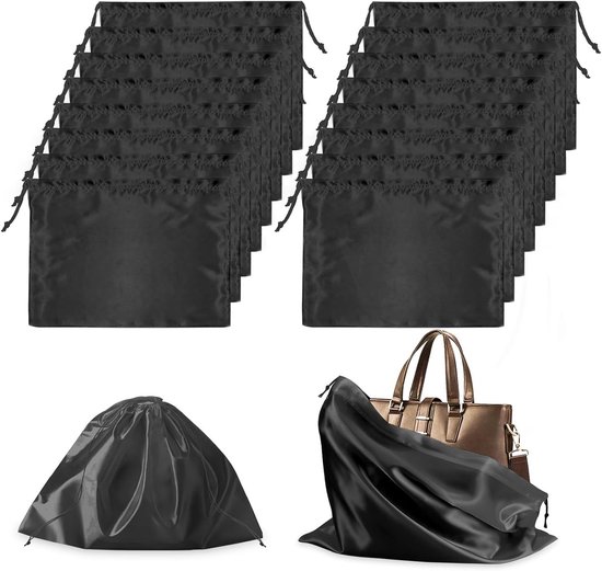 16 Staubschutzhüllen Zum Schutz Und Zur Aufbewahrung, Staubdichte Beutel Mit Kordelzug Für Handtaschen, Schuhe Und Stiefel (schwarz)