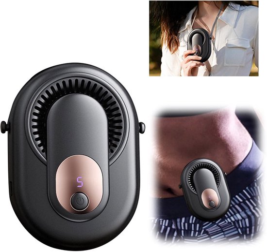 Taillenventilator，tragbarer Ventilator，4-in-1，5 Geschwindigkeitsstufen，usb-aufladbar，schwarz