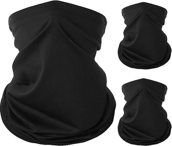 3-teilige Elastische Schwarze Sportmaske Aus Atmungsaktivem Eisseide，geeignet Für Motorradfahren