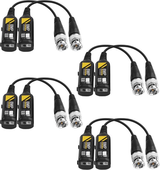Video-balun-anschlüsse – Cctv-adapter – Kamerasicherheit – 8-mp-hd-übertragung – 400 M Reichweite – Schwarz