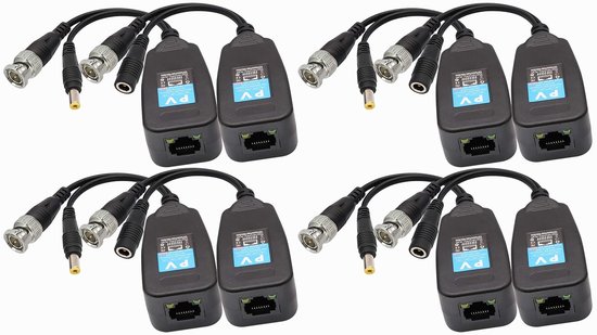 Video-balun-set – Signalübertrager – Überwachungskamerabild – Hd-signal Über Utp – 4 Paare – Schwarz