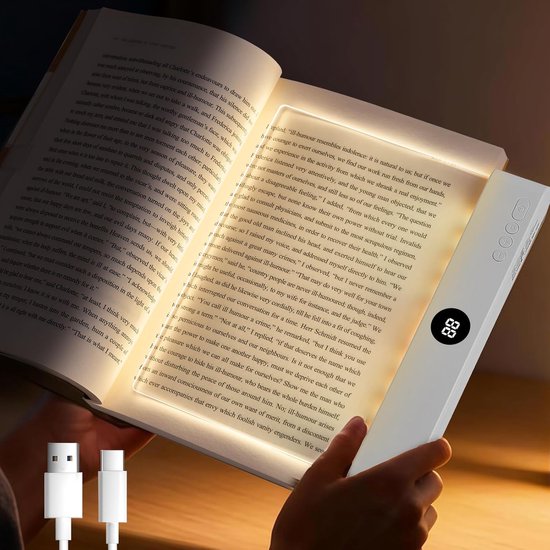 Leselampe Für Bücher，leselampe Mit Lesezeichen，leselampe Fürs Bett，wiederaufladbare Usb-leselampe，3 Helligkeitsstufen Mit Timer，schwarz
