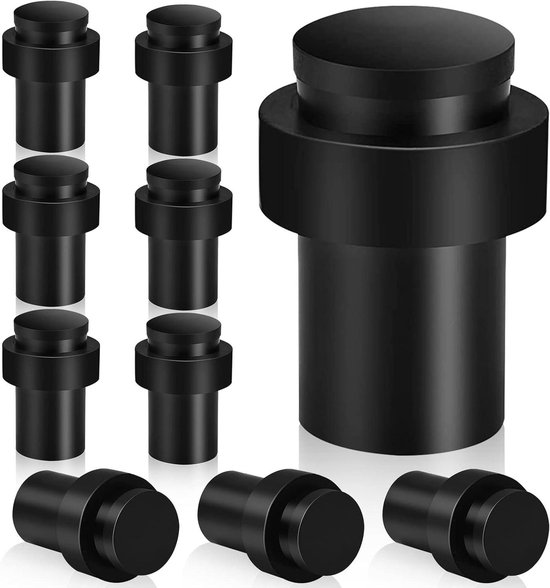 Schwarze Türstopper, 10er-set – Zur Bodenmontage – Robust – Türstopper Aus Edelstahl Und Gummi – Mit Schalldämpfendem Gummipuffer