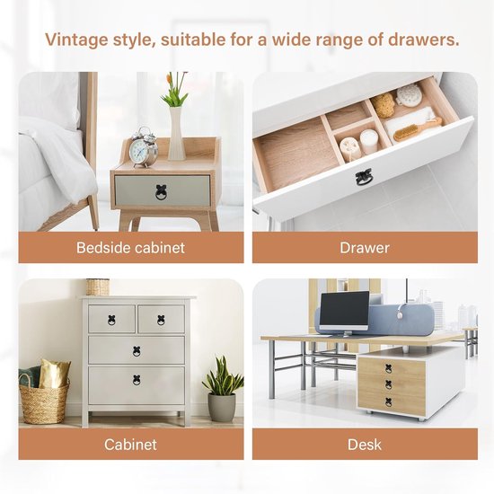 Schubladengriffe Und Ringgriffe – Schrankknöpfe Und -griffe – Möbel-upgrade – Elegantes Vintage-design – 4-teilig – Schwarz