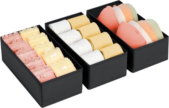 Schubladenorganizer，set Mit 3 Kleinen Kleiderorganisatoren，schubladeneinteilern Für Babykleidung，gürtel Und Krawatten，schwarz (281412cm)
