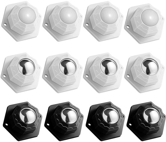 Möbelrollen-set – 12 Stück – Schwarz Und Weiß – Hochwertiges Material