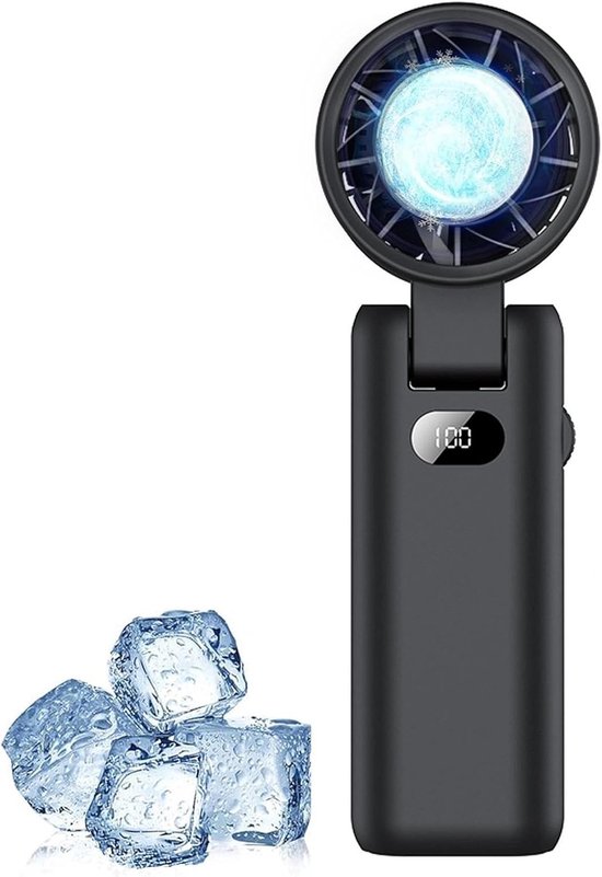Faltbarer Turbo-handventilator, 3600 Mah, Stufenlos 100 Geschwindigkeitsstufen, Usb-aufladbar, Für Büro, Camping Und Reisen, Schwarz