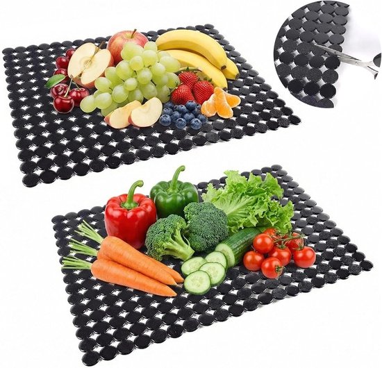 2-teilige Spülbeckenmatte – Abtropfmatte – Platzsets – Küchenschutzmatte – Zuschneidbar – 40 X 30 Cm – Pvc – Schwarz