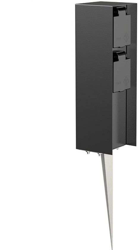 Gartenstecker Mit Erdspieß – Außenbereich, Ip44, Doppelt, Schwarz, Quadratisch, 23 Cm