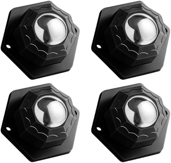 4 Schwarze Kugelrollen – 20 Mm Möbelrollen – Selbstklebende Lenkrollen – 360°-kugellager – Mit 2 Befestigungslöchern