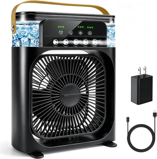 Tragbare Klimaanlage Mit Ventilator，3 Windgeschwindigkeiten，600 Ml Persönlicher Klimagerät/ventilator Für Schlafzimmer，büro Und Camping (schwarz)