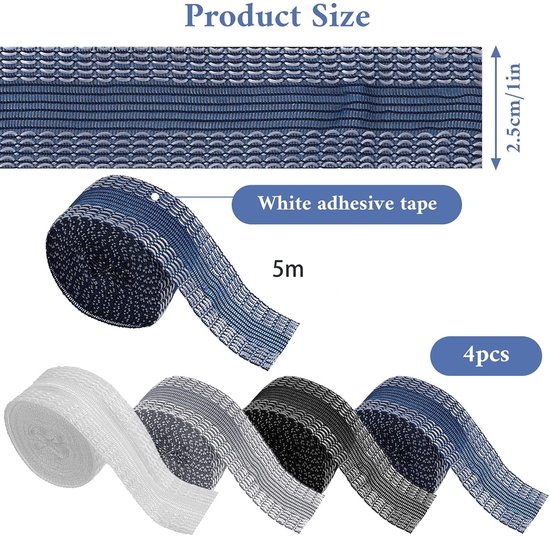 4 Stück，1 Rolle À 5 M，2,5 Cm Breit，hosen Einfach Selbst Kürzen，band Zum Kürzen Von Hosen，geeignet Für Kleidung，schwarz，weiß，grau，blau